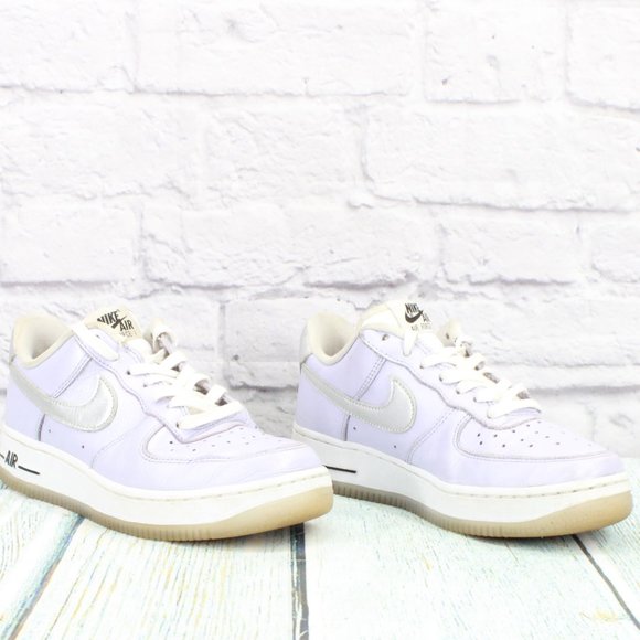 Nike Air Force 1 Purple Leather Lace Up Athletic Sneakers Shoes Size 6 - Picture 3 of 9
